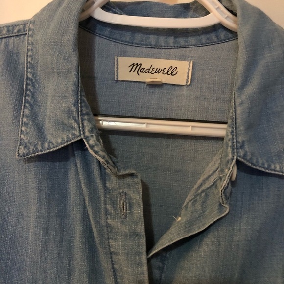 MADEWELL Denim Short Sleeve Tie Front Shirt Size S - Picture 8 of 11
